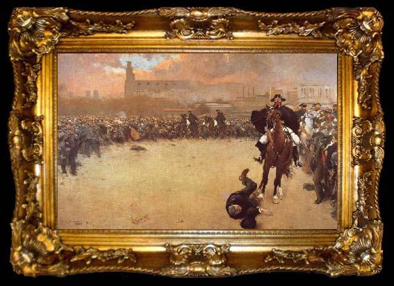 framed  Ramon Casas i Carbo The Charge or Barcelona 1902, ta009-2